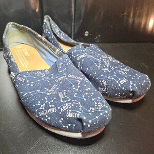 Toms Classic Women's Glow In Dark Constellation Slip On Navy Blue Zodiac Sz 6